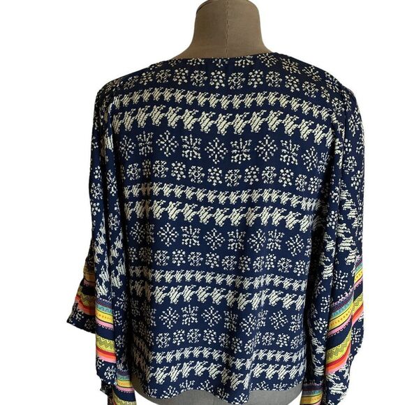 Pronto USA Womens one size Small  Large Navy Multi color Boho Lightweight poncho - Picture 8 of 10